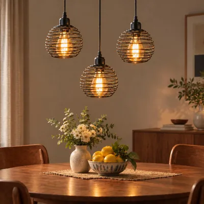 Produktbild von ZMH Pendelleuchte Esszimmer Vintage 3 Fammig Hängeleuchte E27 Pendellampe Metall Höhenverstellbar 120cm Hänged für Esstisch Schlafzimmer Küche Schwarz