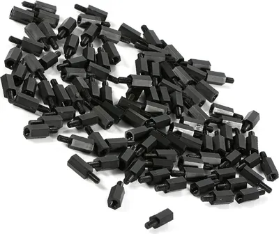 Imagen del producto de 100 piezas de separadores de plástico de nylon, hexagonales, macho y hembra, con cabeza redonda, en tamaños M2, M3 y M4