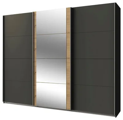 Image de Armoire à portes coulissantes Bern Finition au choix, graphite / chêne Artisan, 225 x 64 x 210 cm