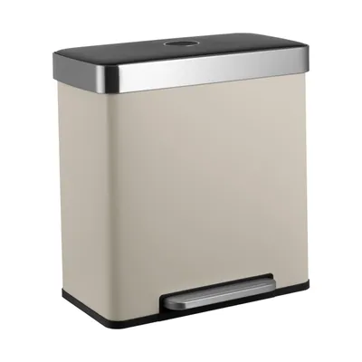 Produktbild von SVITA LT2X30 Mülleimer 60l Treteimer Tretmülleimer Abfalleimer 2 Fächer freistehend mit Deckel inkl. Inneneimer Taupe