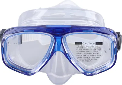Produktbild von Tauchbrille mit Nasenabdeckung Weitansicht Anti -Nebel getemperte Glaslinse Silikon Schnorchel -Tauchblau