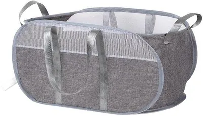 Produktbild von Unyqoos® Faltbarer, platzsparender Wäschekorb – 73,5 l (60×35×35 cm), 4 Tragegriffe, kationisches Gewebe, Grau