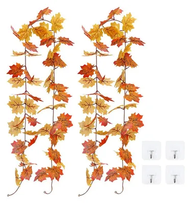 Produktbild von Künstliche Ahornblatt Girlande 2 Stück 1.8m Herbstdeko Seide