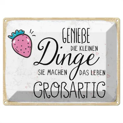 Produktbild von Blechschild Genieße die kleine Dinge sie machen, 40 x 30 cm, Blechschilder Spruch Glück Weisheit