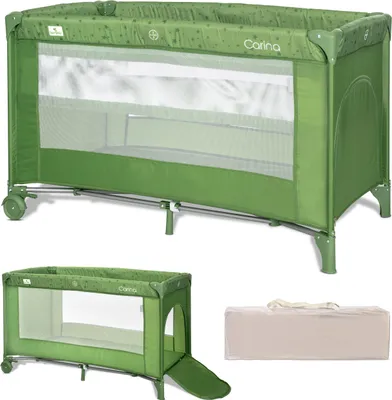 Obrázok produktu pre Lorelli Carina cestovná postieľka 2 úroveň 120x60 – skladacia, matrac & taška, sieťované steny, bočný vstup na zips