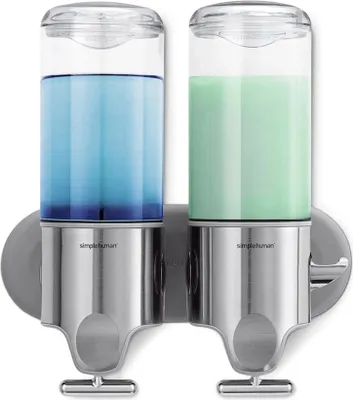 Image de Simplehuman distributeur de savon Wall Duo - acier inoxydable - 22,6x9,4x24,5 cm - argent