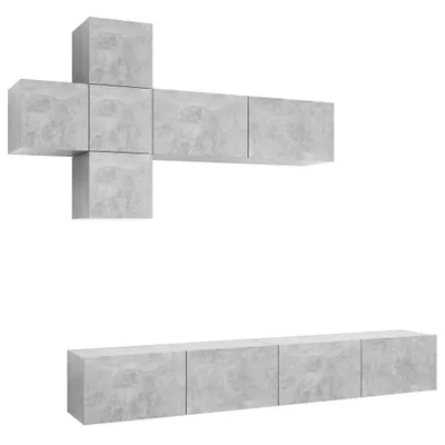 Produktbild von vidaXL 7-tlg. TV-Schrank-Set Betongrau Holzwerkstoff