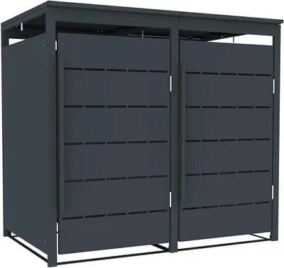 Produktbild von Mülltonnenbox Mülltonnenverkleidung mit Deckel Anthrazit Soft-Close Aufbewahrungsbox Müllbox (2 Türen)