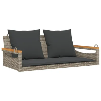 Produktbild von vidaXL Hängebank mit Kissen Grau 109x62x40 cm Poly Rattan