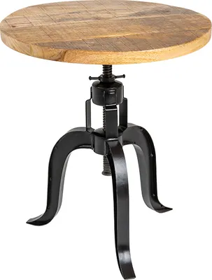 Produktbild von riess-ambiente Höhenverstellbarer Beistelltisch ENGINEER 50cm Mangoholz Industrial Design massiv rund Eisen Couchtisch Tisch