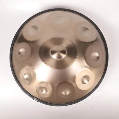 Produktbild von 440HZ Stahl-Zungentrommel als Percussion-Instrument, Handpan-Trommel in d-Moll mit 10 Tönen (Gold)
