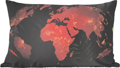 Produktbild von MuchoWow® Zierkissen Sofakissen Wohnzimmer Dekokissen 50x30 cm Weltkarte - Pflanzen - Globus - Wohnzimmerdekoration - Polster mit Photo