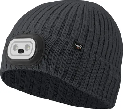 Image de Casquette d'hiver en graphite avec torche d'avertissement RGB LED USB 180lm NEO