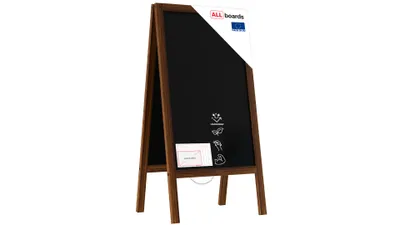 Immagine prodotto di Lavagna per gesso con cavalletto bifacciale 100x50 cm RESISTENTE ALL'ACQUA, Struttura in Legno, Scrivibile con Gessetti e Pennarelli a Gesso, per Bar Ristoranti Locali