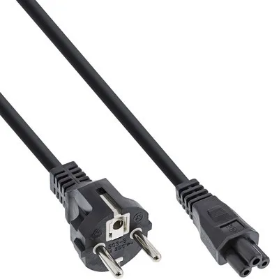 Produktbild von InLine Netzkabel für Notebook, 3pol Kupplung, schwarz, 0,3m, 0,3 m, Netzstecker Typ F