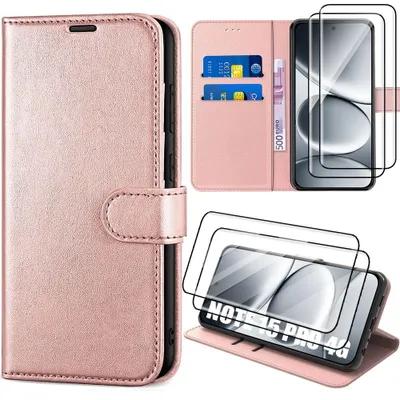 Image de Coque + 2 Verres Trempés pour Xiaomi Redmi Note 15 Pro 4G, Anti-Rayures Antichoc Rose
