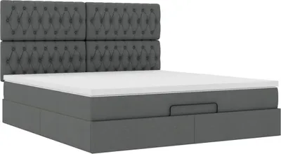 Produktbild von Ottoman-Bett mit Matratze Dunkelgrau 160x200 cm Stoff