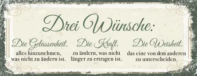 Produktbild von vianmo Holzschild 10x27 cm 3 Wünsche Gelassenheit Krafrt Dekoration