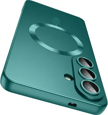 Immagine prodotto di Custodia magnetica per Samsung Galaxy S26 Custodia in silicone opaco con protezione per l'obiettivo della fotocamera, compatibile con MagSafe Verde