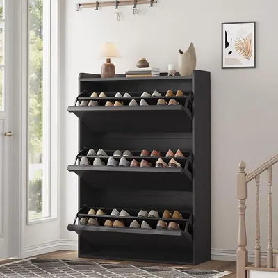 Productafbeelding van Schoenenkast met 3 klepdeurtjes, 80 x 26,5 x 117,5 cm