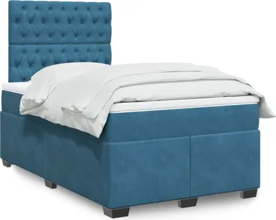 Produktbild von 2024 Möbel Boxspringbett mit Matratze Blau 120x200 cm Samt Klassische Betten 4300898