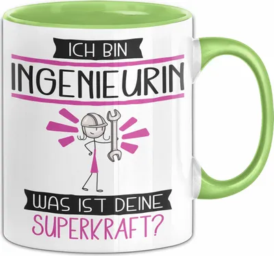Produktbild von Ingenieurin Geschenk Tasse Ich Bin Ingenieurin Was Ist Deine Superkraft Geschenkidee Lustig Geburtstag Weihnachten (Grün)