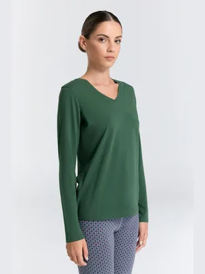 Produktbild von Damen Langarmshirt mit V-Ausschnitt