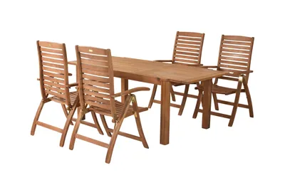 Produktbild von Merxx Gartenmöbel Set Paraiba 5tlg., 4 Klappsessel, 1 Ausziehtisch 150 (200) x 90 cm - Eukalyptus