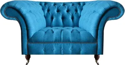 Image de Fauteuil Chesterfield bleu clair Fauteuil rembourré Salon Noble monoplace