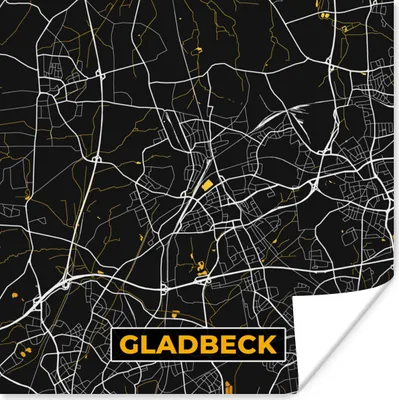 Produktbild von MuchoWow® Poster Gold - Deutschland - Karte - Stadtplan - Gladbeck 100x100 cm - Babyzimmer