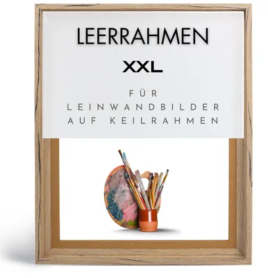 Produktbild von Monframe Schattenfugenrahmen XXL 70x120 cm - Eiche Schwarz gemasert - Leerrahmen mit Tiefeneffekt aus MDF Holz in zerlegter Form - für Leinwandbilder auf Keilrahmen