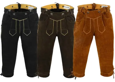 Produktbild von Trachten Lederhose Rindsvelour Ohne Stickerei , Größe:52/L, Farbe:Dunkelbraun