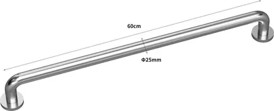 Produktbild von Edelstahl Haltegriff Griff Wandgriff Bad Badewanne Dusche Stange gebürstet chrom Ø25mm, 60cm, gebürstet