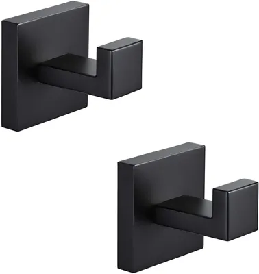 Produktbild von Handtuchhaken, Badezimmerhaken, Wandhaken, Edelstahl 304 für Handtücher, Bademäntel, Kleiderhaken, Handtuchhalter für Küche und Bad, Wandmontage mit Schrauben, 2 Stück (schwarz)