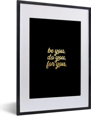 Produktbild von MuchoWow® Gerahmtes Poster Zitat - Selbstvertrauen - Gold - Schwarz 30x40 cm - Poster mit Schwarzem Bilderrahmen Wandposter Rahmen Foto Bilder - Wandposter Schlafzimmer