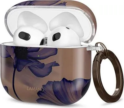 Produktbild von Schutzhülle für Apple AirPods 4, Tech-Protect Lamano, Braun mit Blumen