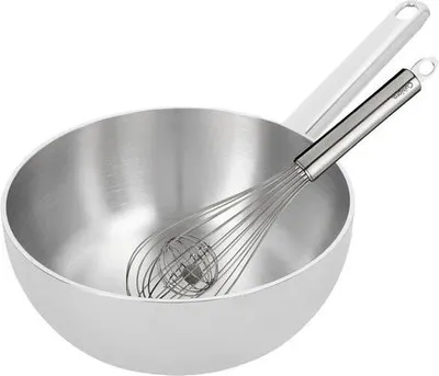 Immagine prodotto di Demeyere Apollo 7, padella antiaderente con frusta integrata – diametro 20 cm, capacità 2 litri | Pentola professionale per cucinare su piani cottura a induzione e tutti i tipi di fornelli