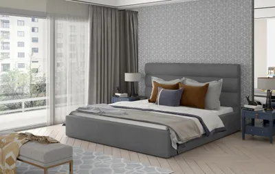 Produktbild von Doppelbett mit Polsterung 140x200 LUNESTO 1 - grau