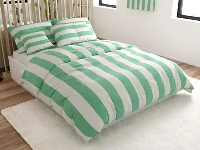 Obrázek produktu pro Bavlněné povlečení STRIPES bílo-zelené 2 ks 70x90 + 200x220