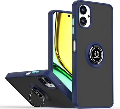 Produktbild von Hülle für Samsung Galaxy A06 5G/4G Matte Transluzent TPU Stoßfest Schutzhülle mit Ring Halter Ständer Blau