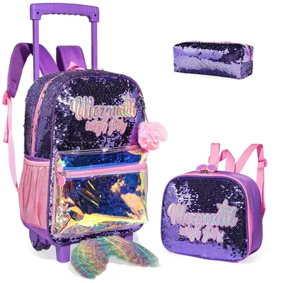 Productafbeelding van Schooltas voor kinderen, rugzakmodel voor meisjes, 16 inch, paars, met accessoires