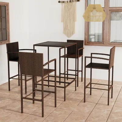 Produktbild von The Living Store 5-tlg. Gartenbar-Set Poly Rattan Braun
