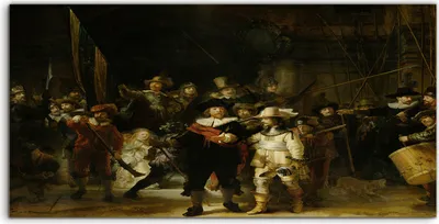 Produktbild von Coloray Spritzschutz aus Glas 140x70  Wandkunst Küchenrückwand Foto Nachtwache nach Rembrandt Malerei