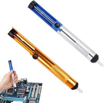 Productafbeelding van Desoldeerpomp Set - Soldeerzuiger Tinverwijderaar - Elektronica Reparatie - Roestvrijstalen Zuiger - 19 cm - Oranje Blauw