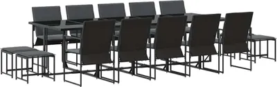 Image de vidaXL Ensemble de jardin 15 pcs noir acier