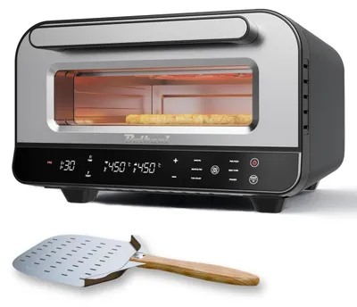 Pizzaofen 1700 W, 450 °C, 32 cm Pizzastein, Schwarz