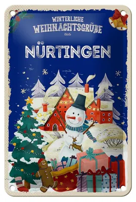 Produktbild von Blechschild Weihnachtsgrüße NÜRTINGEN Geschenk Dekoration 12x18cm