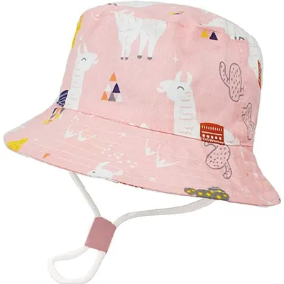 Immagine prodotto di Cappello da sole per bambini, in alpaca rosa, adatto a bambini e bambine dai 1 ai 8 anni, con mentoniera, realizzato in cotone e rete