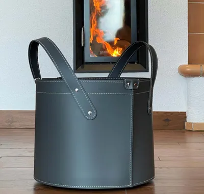 Immagine prodotto di Cestino in legno italiano "GINA" in vera pelle