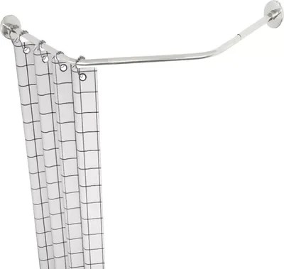 Image de Barre de douche d'angle - Barre de douche - Montage mural - Réglable de 45 à 75 cm - Métal - Forme incurvée - Argent